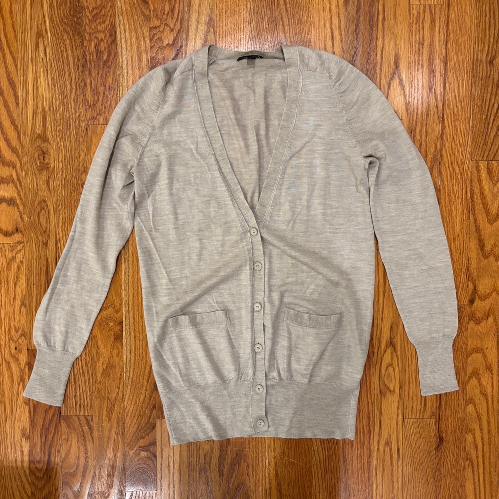 J. Crew 100% Merino wool oatmeal v-neck cardigan